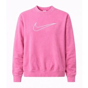 Nike Pink Crewneck Sweatshirt Dri Fit Swoosh Logo Long Sleeve XS